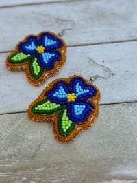 Image 2 of Med Blue Floral earrings