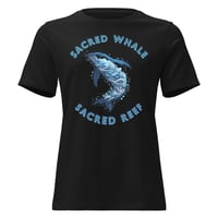 Image 4 of Women's Relaxed T-Shirt, Sacred Whale Sacred Reef, Ocean Coral Reef Whale Art Tee