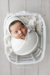 Image 1 of Picot Brim Bonnet + Wrap