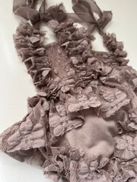 Image 3 of Taupe Lace Newborn Romper & Headband