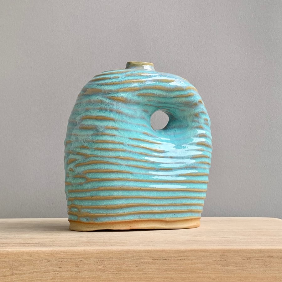 Image of Sea Bottle, copper glaze. 