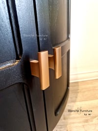 Image 5 of Long Curved Nathan Sideboard in Black with gold handles