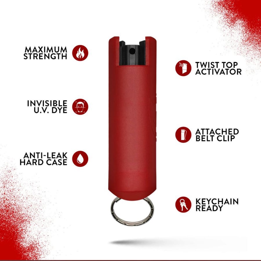 Image of Red Hard Case Personal Defense Pepper Spray 