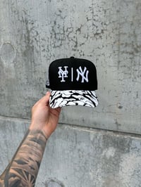Image 3 of BLACK WHITE METS x YANKEES CUSTOM FITTED CAPS