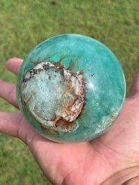 Image 2 of Aqua Fluorite Crystal Sphere #1822