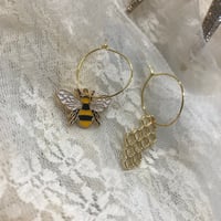 Image 2 of Bumble bee and honeycomb earrings 