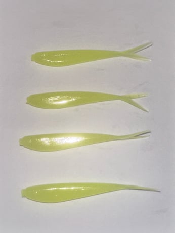 4in 5 Pack Custom Split Tail Minnows - Seafoam Chartreuse Perch