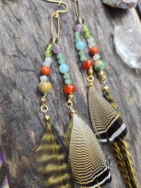 Image 3 of Knotted gemstone and feather earrings 02