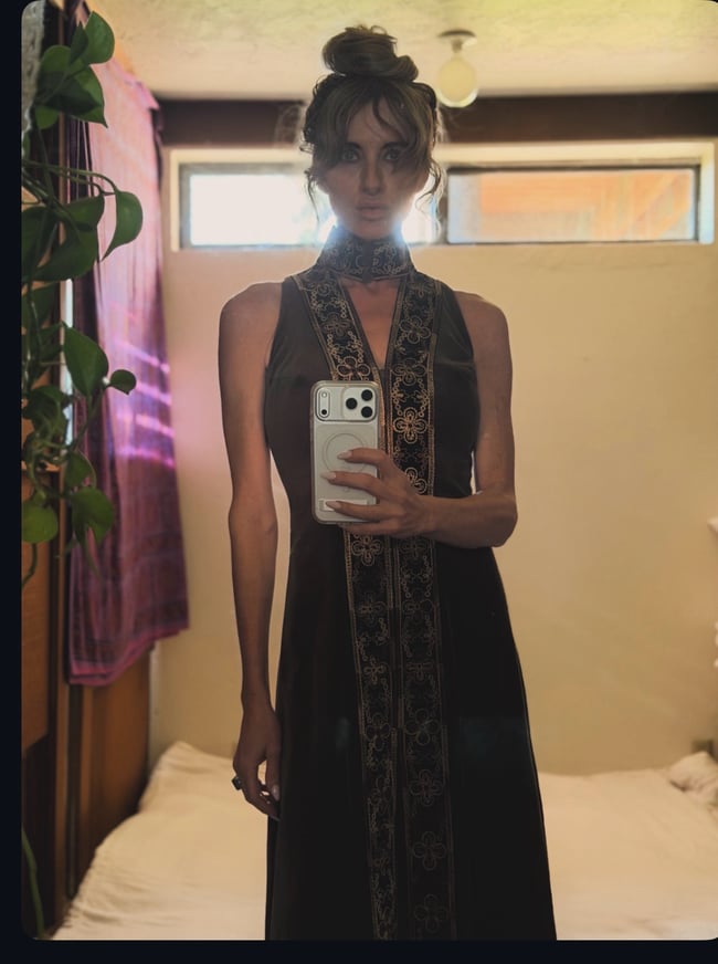 late 60s epic velvet choker maxi dress
