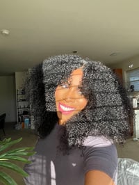 Image 3 of 22 inch KINKY CURLY 4x4 LACE CLOSURE wig WITH BANGS
