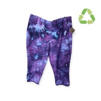 Image 1 of ♻️ UPCYCLED 3X PLUS Knit Pocket Crop Pants in Purple Haze Ice Dye