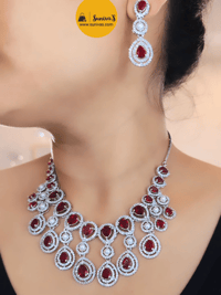 Image 3 of Paru-Stunning AD Necklace Set  with Earrings