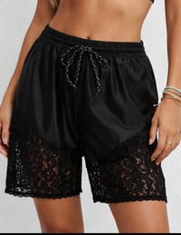 Black Satin & Lace Culotte Shorts