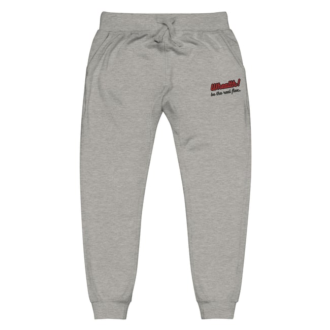 Embroidered Whealth (Red, Black) Grey Unisex fleece sweatpants