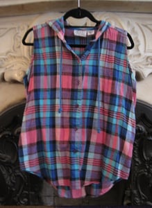 Image of Blue and Pink Plaid Hoodie