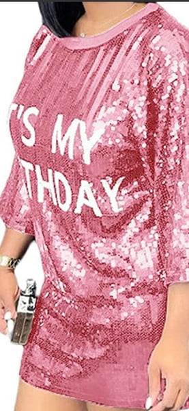 Image of Happy Birthday Sequin Shirts Dress