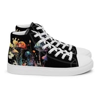 Image 10 of Beautiful Neon Watercolor Mushroom Mycology Women’s high top canvas shoes