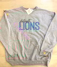 Image 3 of Detroit Lions EMBROIDERED crewneck sweater 