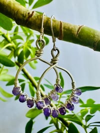 Image 4 of Amethyst Hoop Earrings