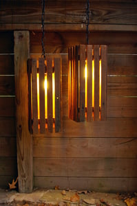 Image of Reclaimed Barn Wood Hanging Lamp [#13002]