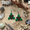 Holly Berry Skull Earrings