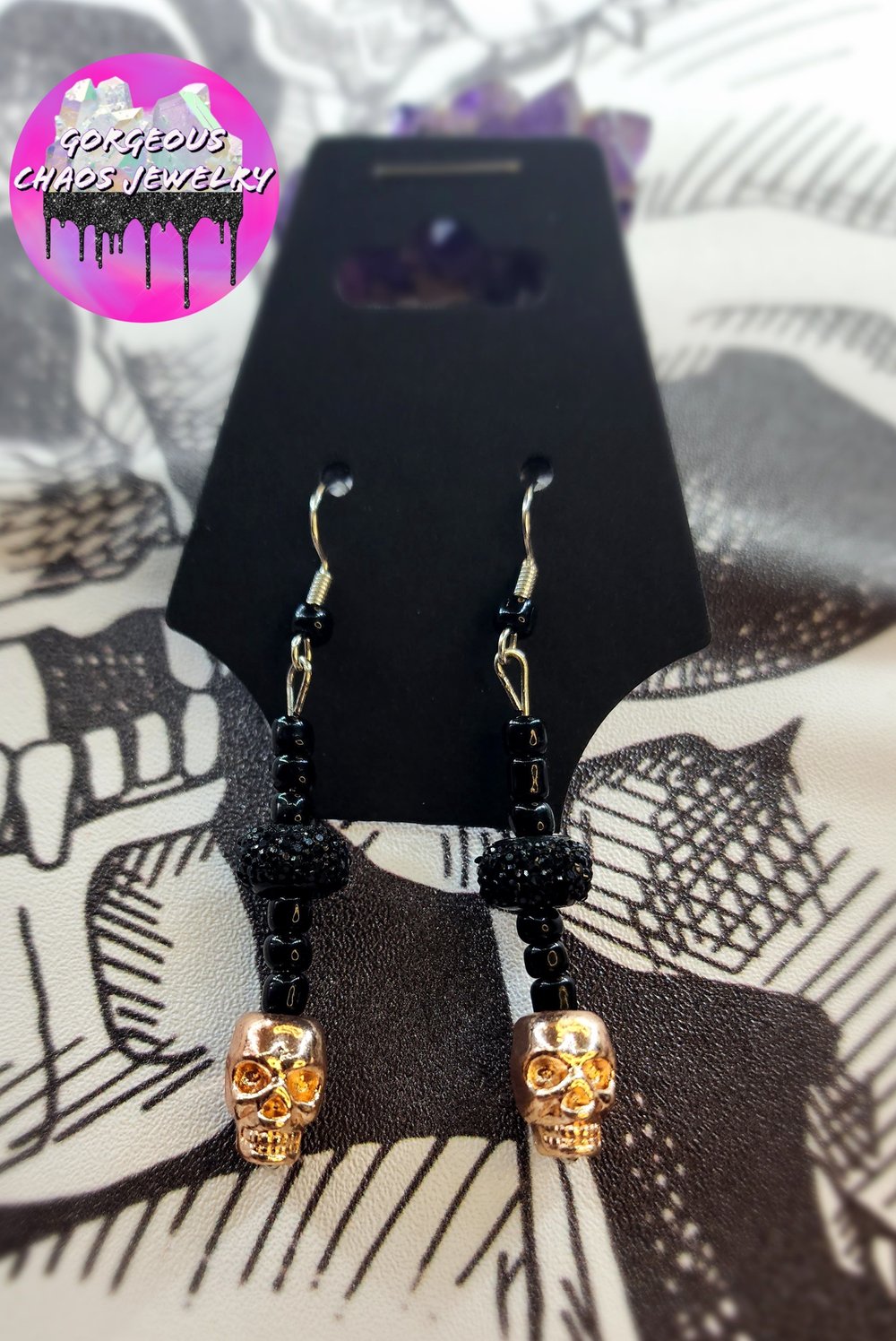 Image of Black and Rose Gold Earrings