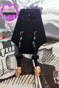 Image 1 of Black and Rose Gold Earrings