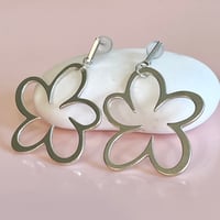 Image 2 of Big Silver Daisy Earrings