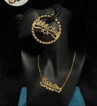 Custom Name Necklace & Hoop Set