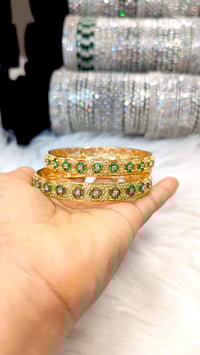 Image 5 of 2 Pieces American Diamond Gold Plated Bangles Set_GPB_1232