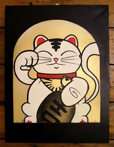 Image of Cheba Money Cat (maneki neko) original canvas