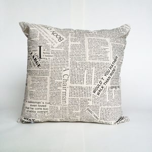 Image of Newspaper print cushion