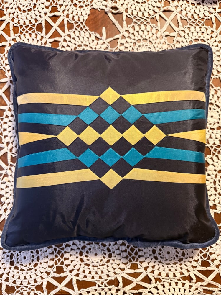 Osage Ribbonwork Pillow 18x18 Navy
