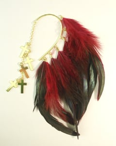 Image of "Red Rooster" Feather Ear Cuff