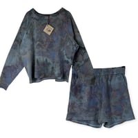 Image 1 of M 100% Cotton French Terry Sweatsuit Set in Dark Stormy Ice Dye