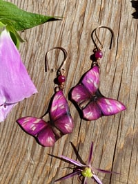 Image 3 of Ruby Butterfly Earrings