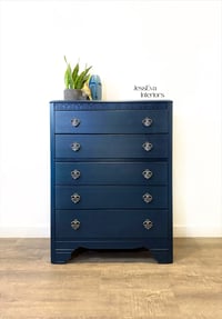 Image 1 of Vintage Lebus CHEST OF DRAWERS painted in dark blue
