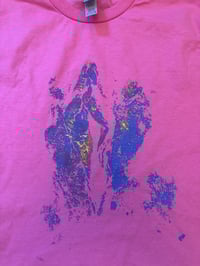 Image 1 of Pink T shirt with purple pussy print (small) copy copy