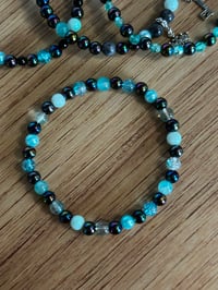 Image 8 of Teal and Black Midnight Glitz Tumbler Bracelet Stack