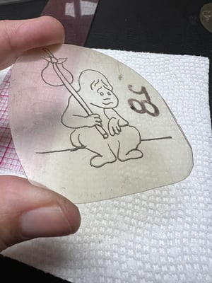 Image of Original 1950’s  “Painless Nell” Bowen Acetate Stencil 3”  “Hobo Ghost” (Unmarked)