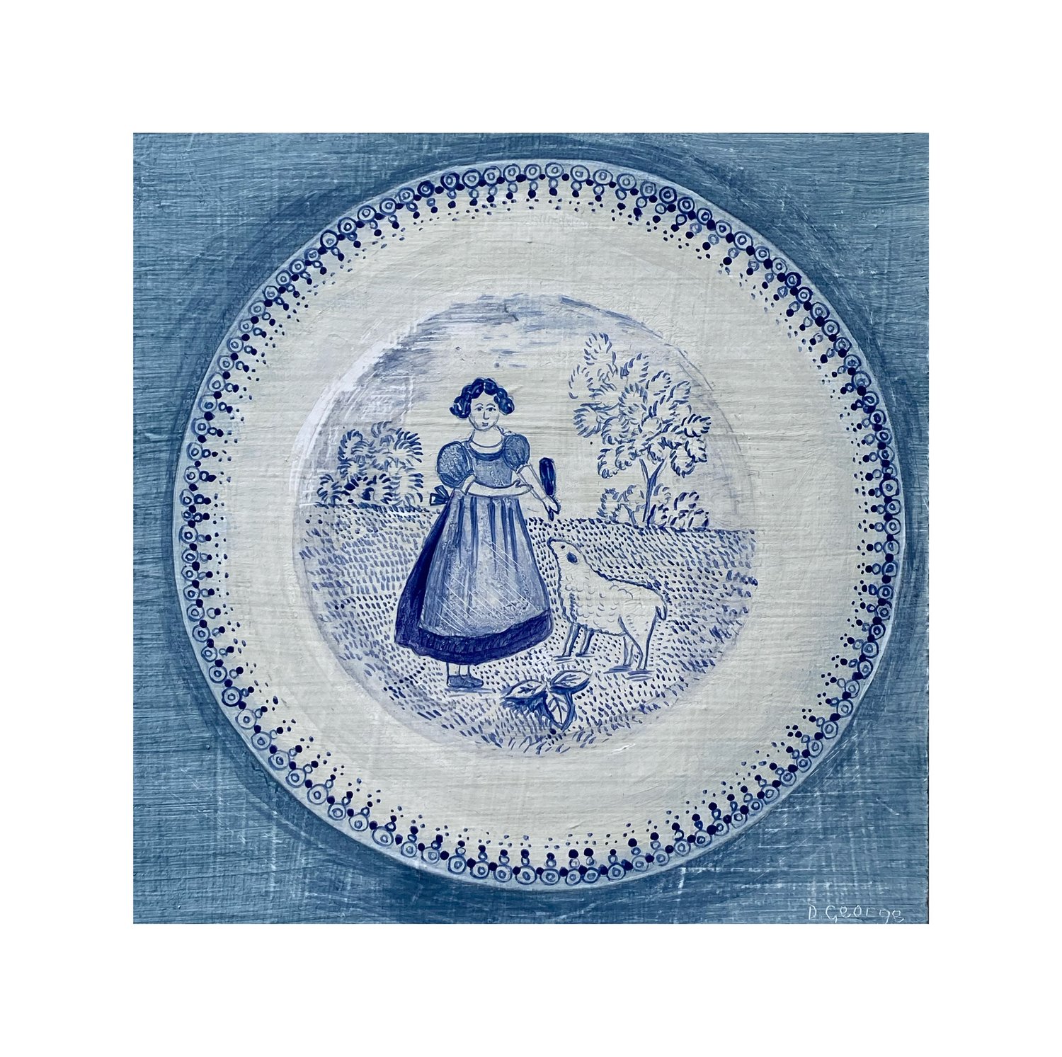 Image of Feeding the lamb miniature plate Giclee print 