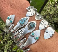 Image 2 of Ride the Sky 2ga Sterling Silver Turquoise Eyes Snake Cuffs