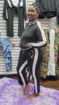 Image 4 of Black White Shoulder Jogget