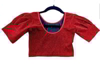 Image 1 of Puff Shimmer_Premium Quality Shimmery Stretchable Puff Sleeves Blouse 