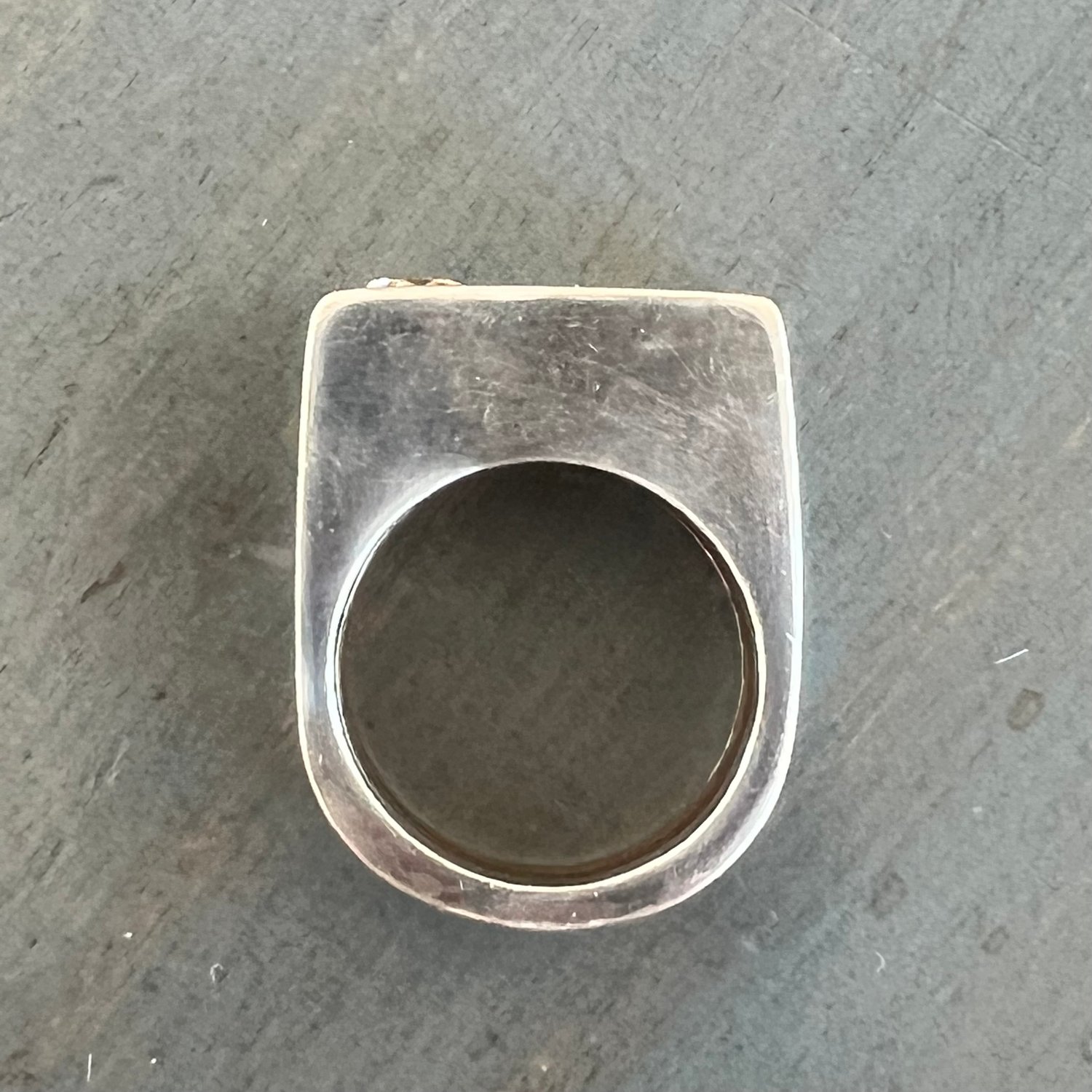 Image of Brutalist Champaign Cubic Zirconia Mixed Metal Ring, Size 9