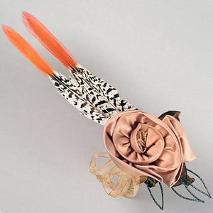 Image of L82   Roses with Pheasant Feathers