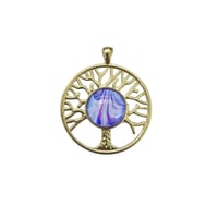 Image 1 of Gold Tone Tree Of Life Pour Paint Pendant