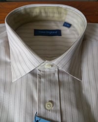 Image 2 of Peter England Shirt 16" (41cm) Collar Beige Striped New in Packet Easy Care