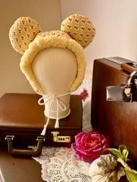 Image 3 of La Modiste: Quilted Yellow Strawberry Bear Hat