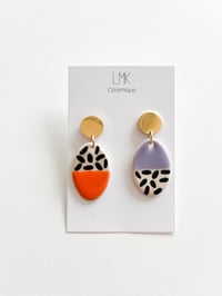 Paire de boucles d’oreilles céramique TOTEM OVALA GM orange et lavande 